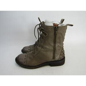 Lucky Brand Womens Sz 7.5 M Brown Leather Studded 6" Shaft Combat Ankle Boot